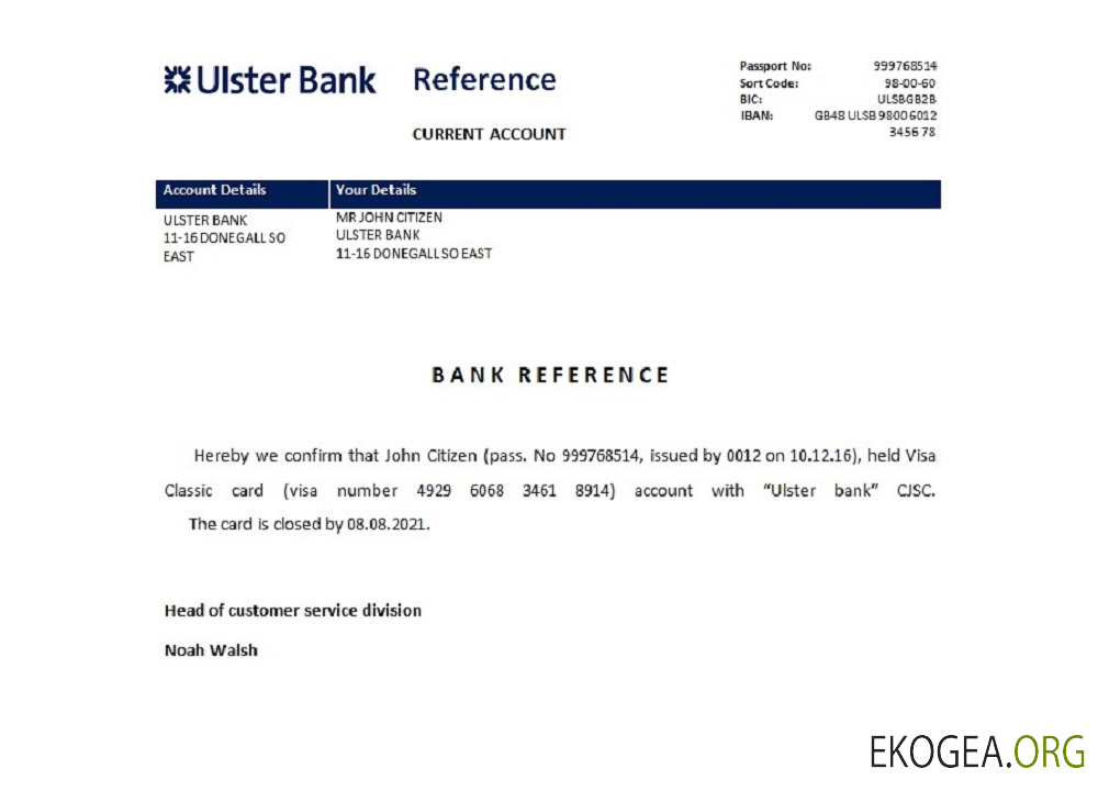 Irlande , Ulster référence bank , closure
